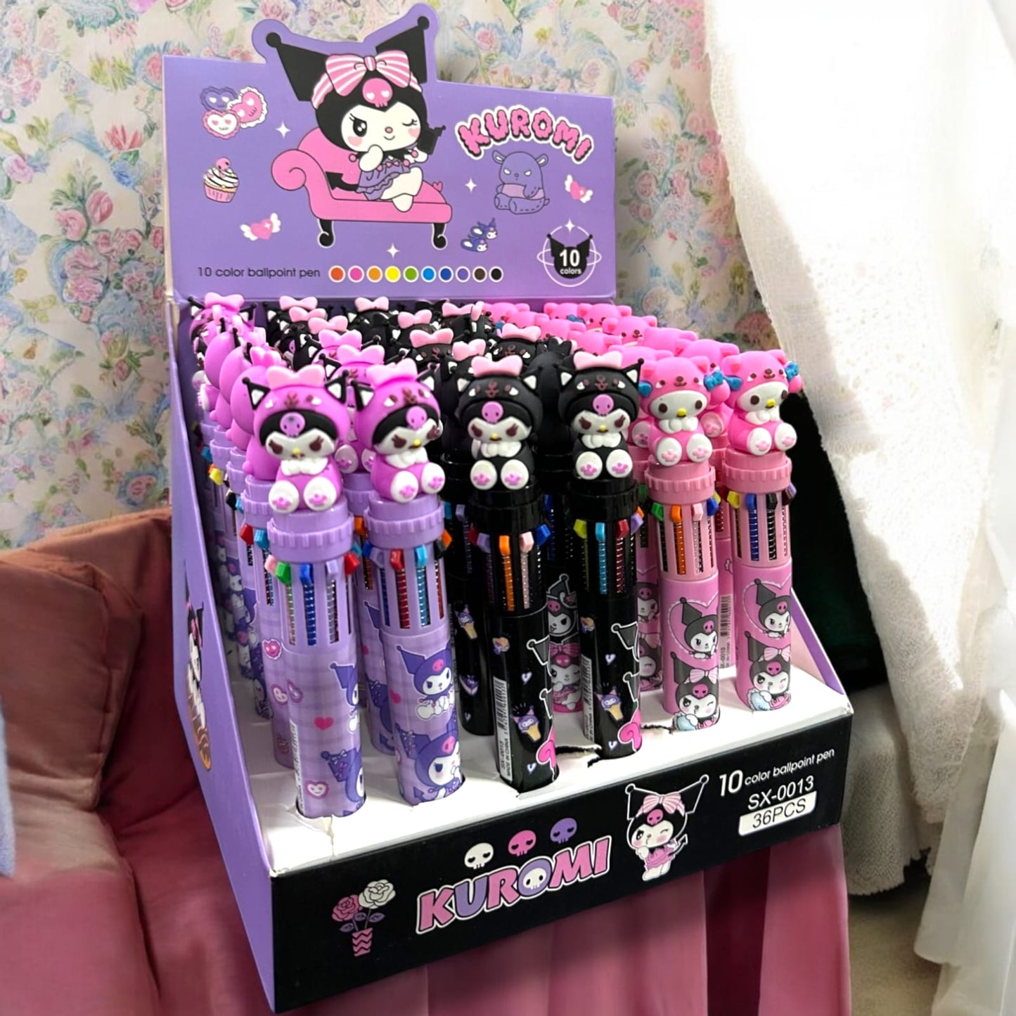 36 Lapiceros Multitintas Kuromi y MyMelody $11.5 c/u