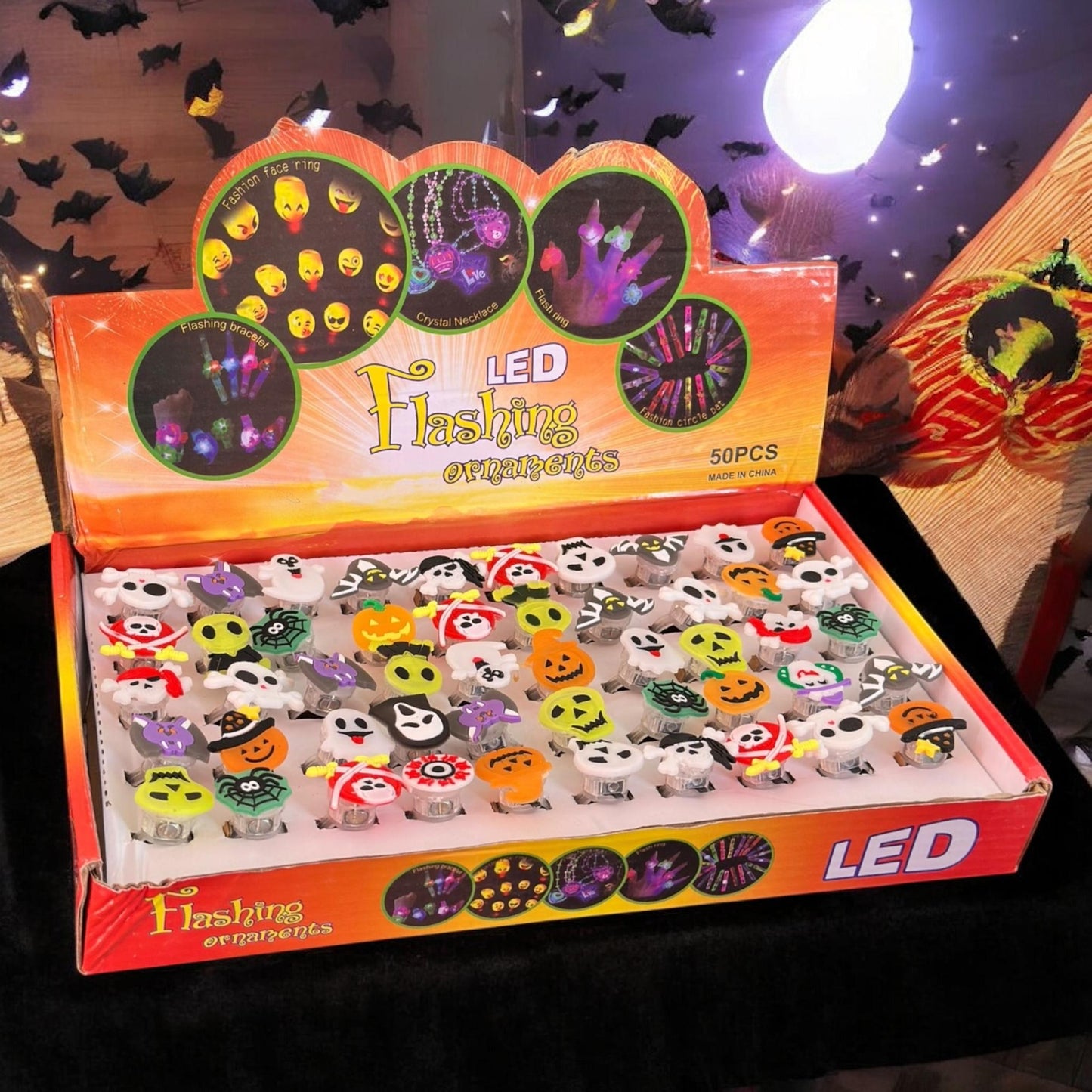 50 Anillos Halloween con figuras $2.52 c/u