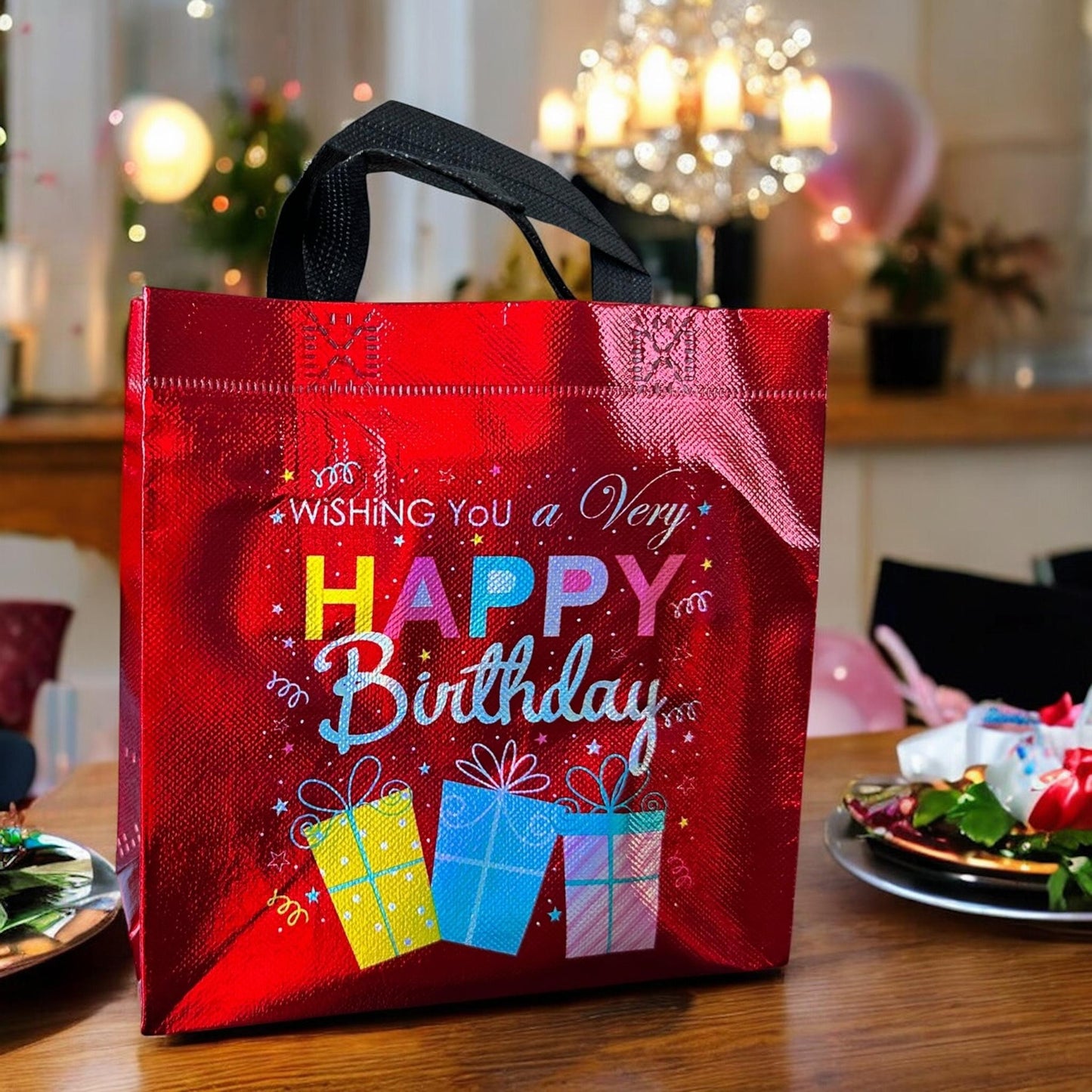 12 Bolsas "Happy BirthDay" Reutilizables $6.9 c/u