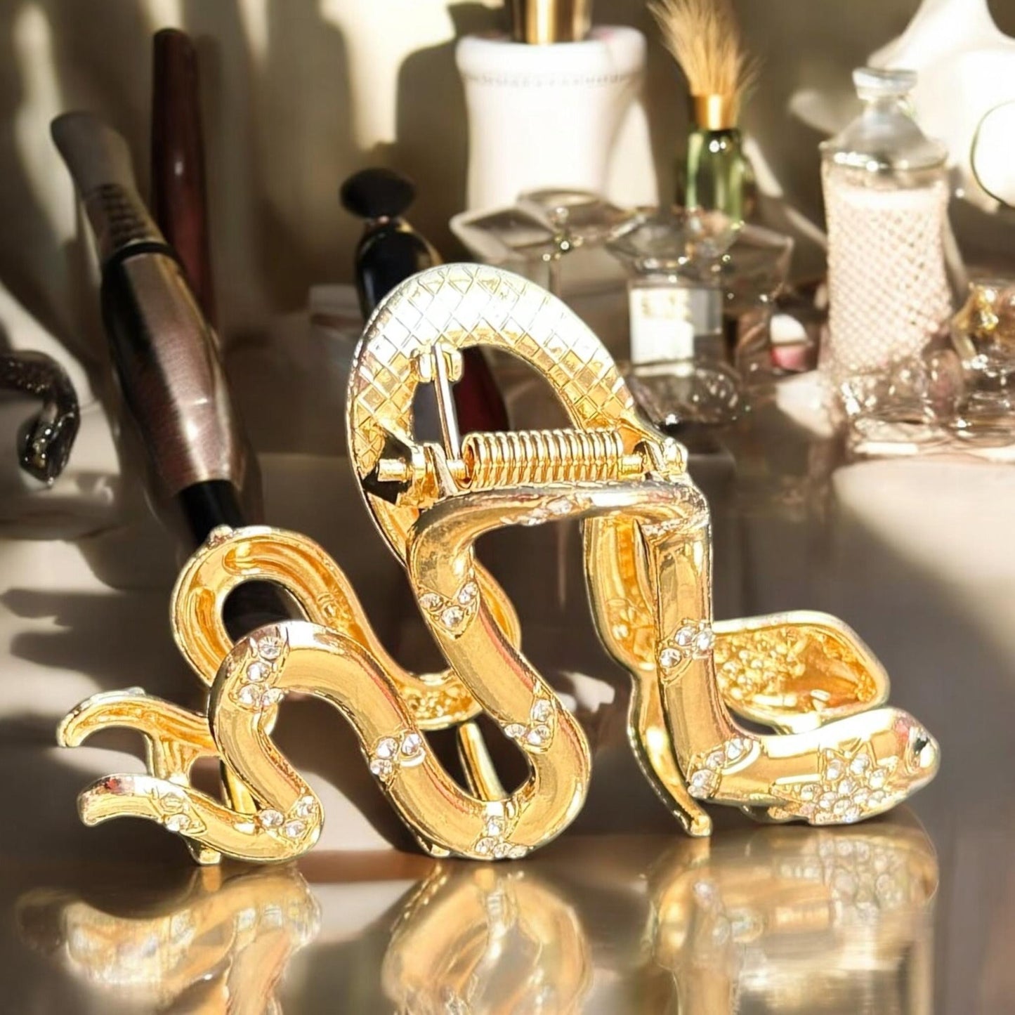 12 Pinzas Serpientes Metalicas con Pedrería $15 c/u