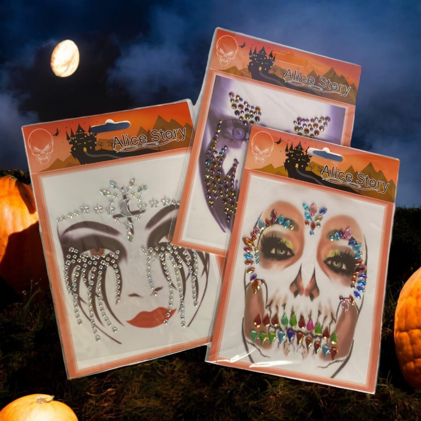 12 Sticker Halloween pedreria $8.9 c/u