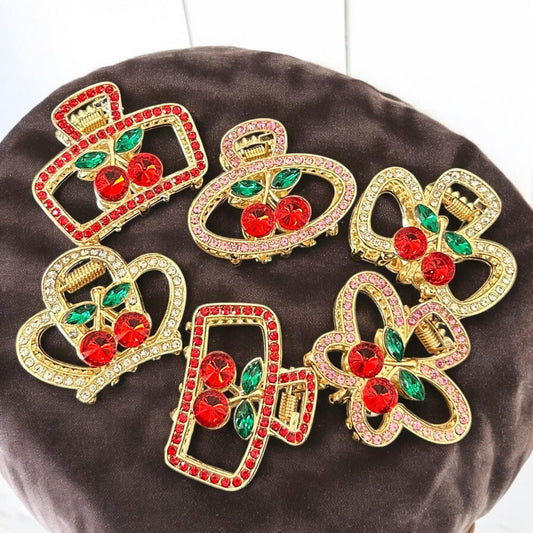 12 Pincitas Cherry Doradas Pedreria $19.5 c/u