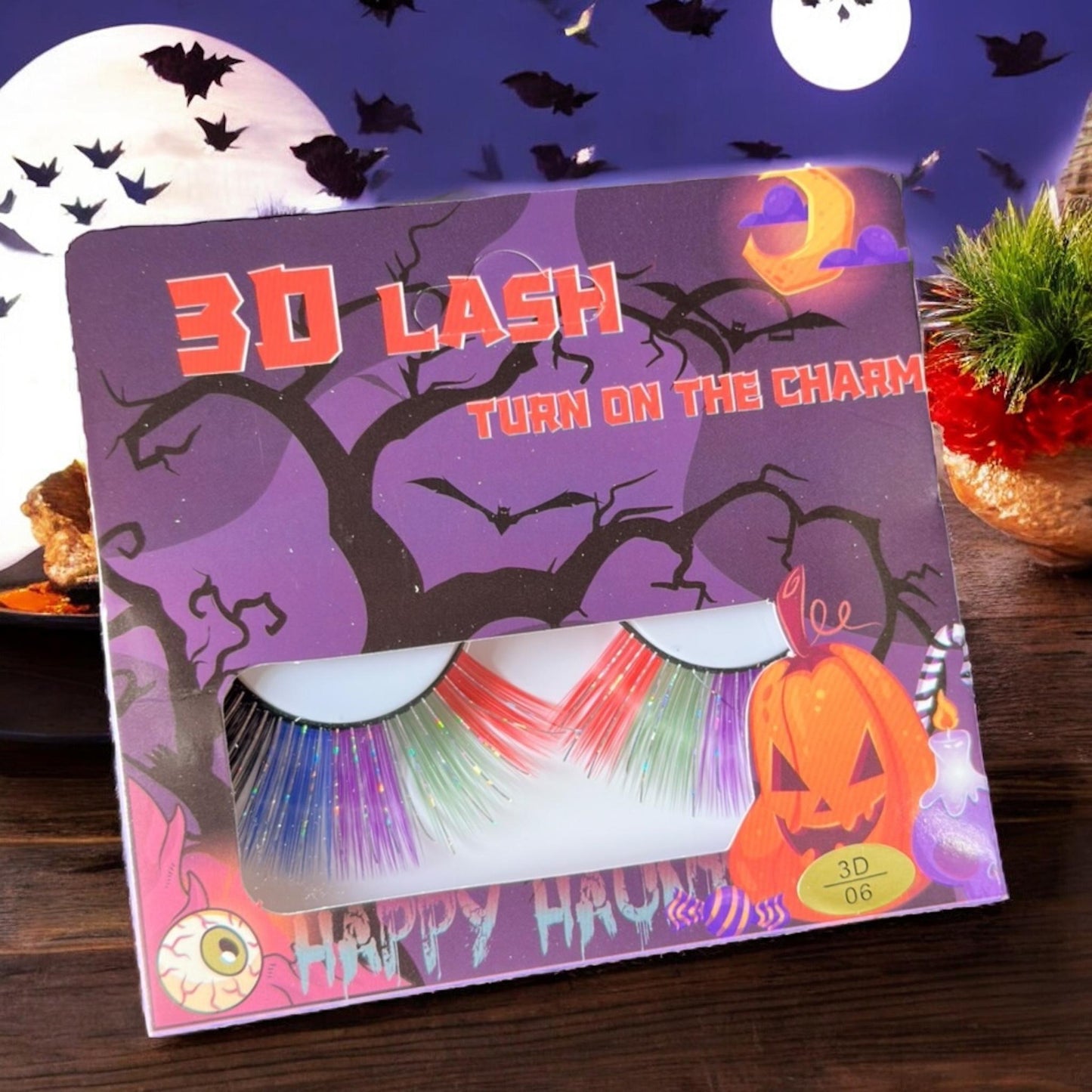 12 Pestañas Halloween Colores $9 c/u