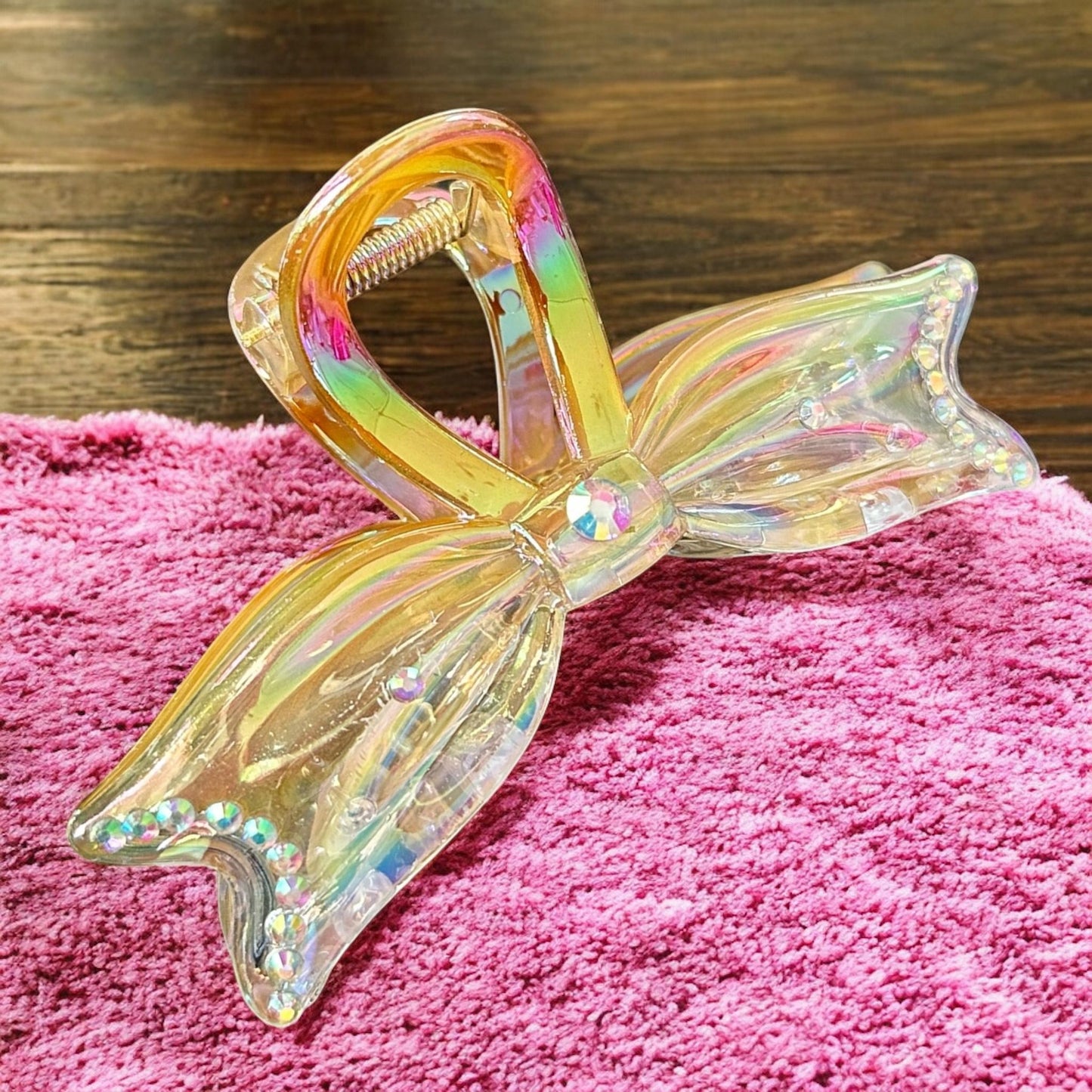 12 Pinzas Pedreria Moños Transparentes $17.5 c/u