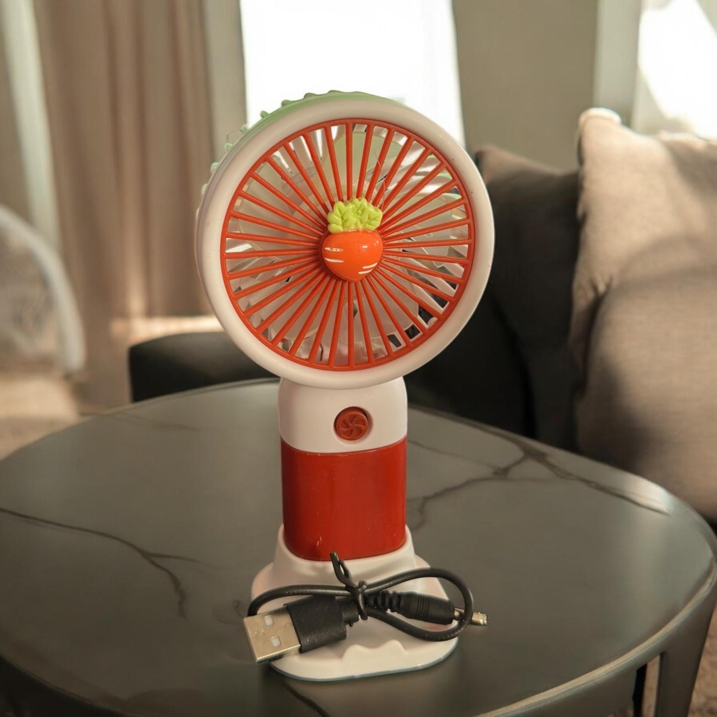 Ventilador Frutitas de Mano Colores con Base