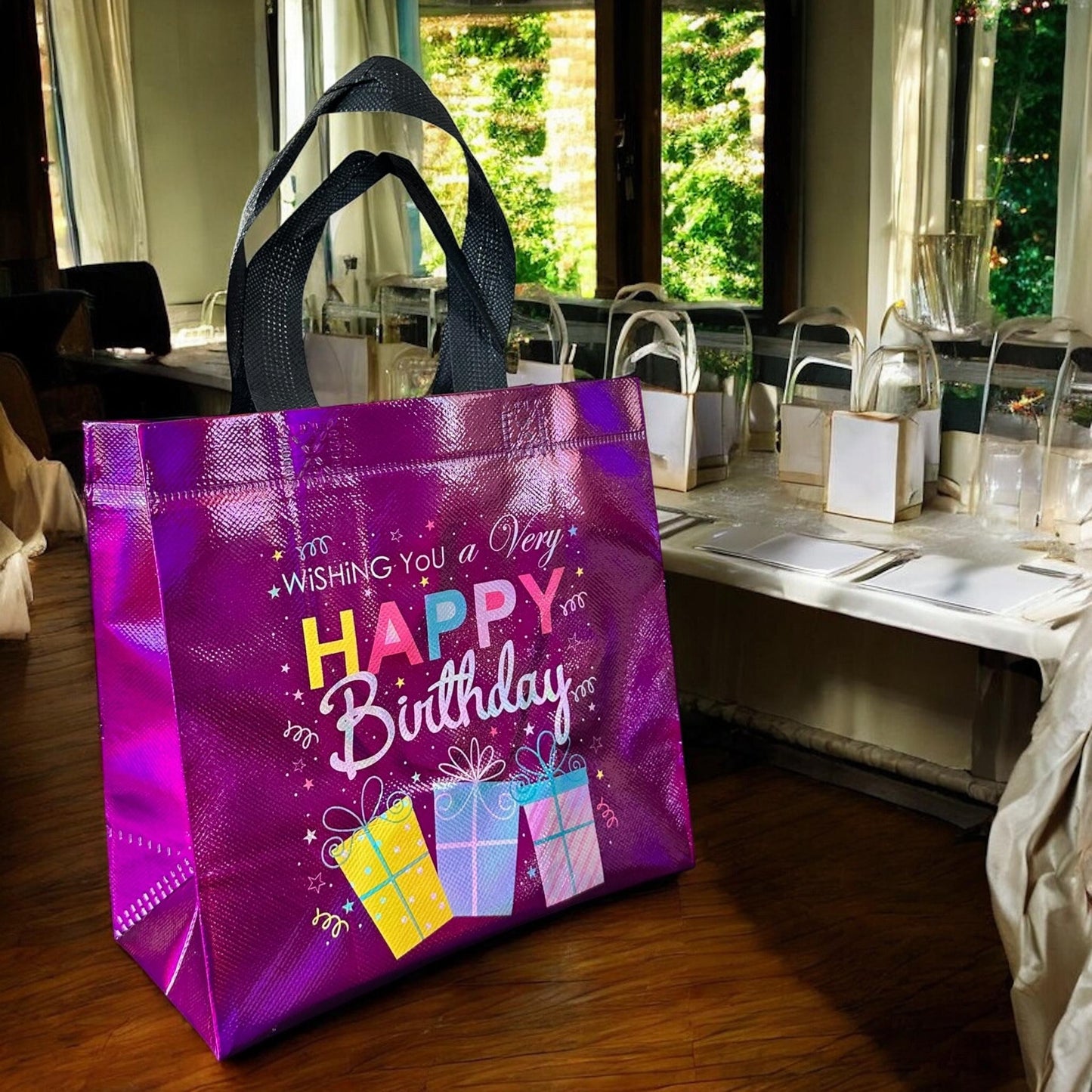 12 Bolsas "Happy BirthDay" Reutilizables $6.9 c/u