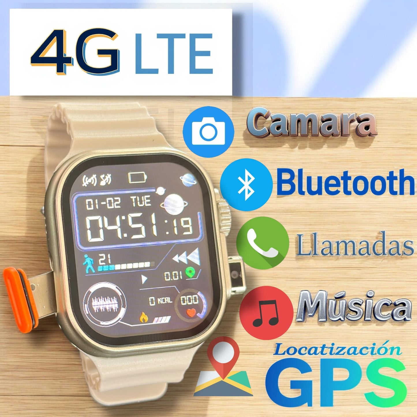 Smarth Watch 4G Con Bluetooth y espacio para SIM