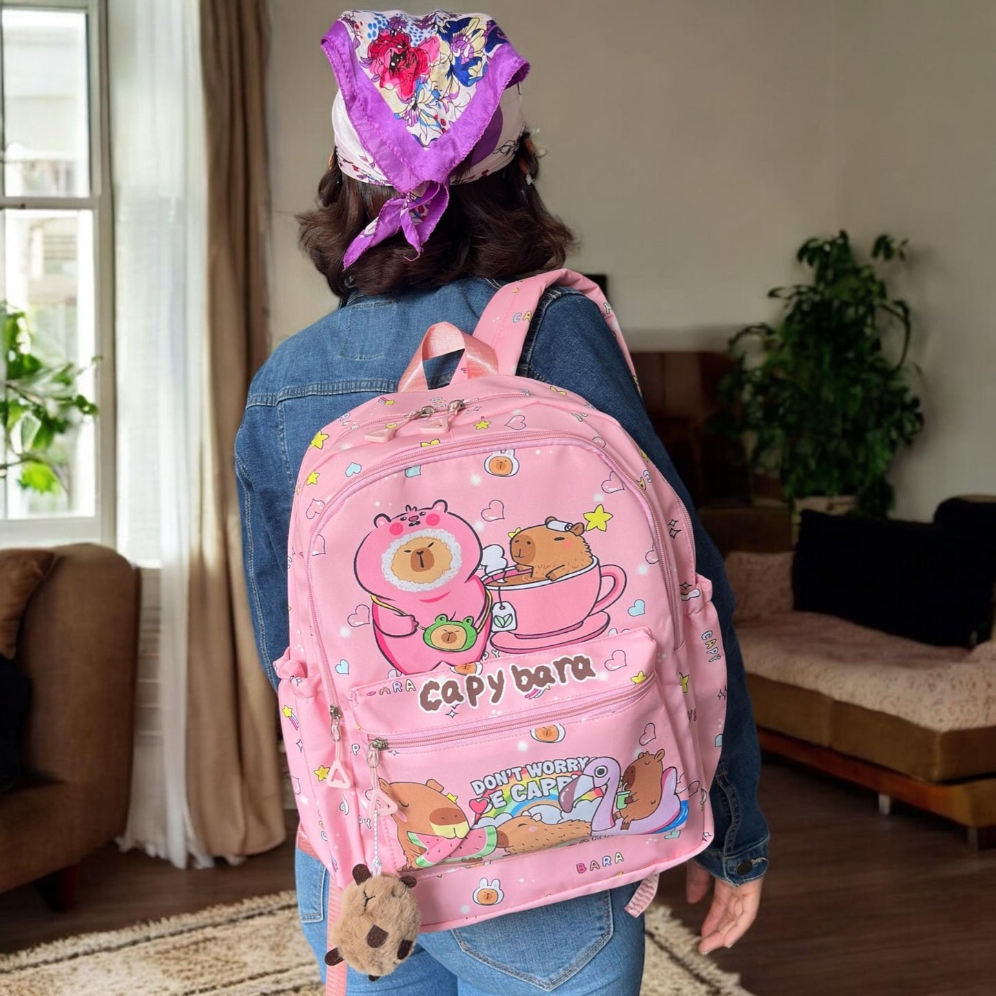 Mochila Capibara Escolar Colores