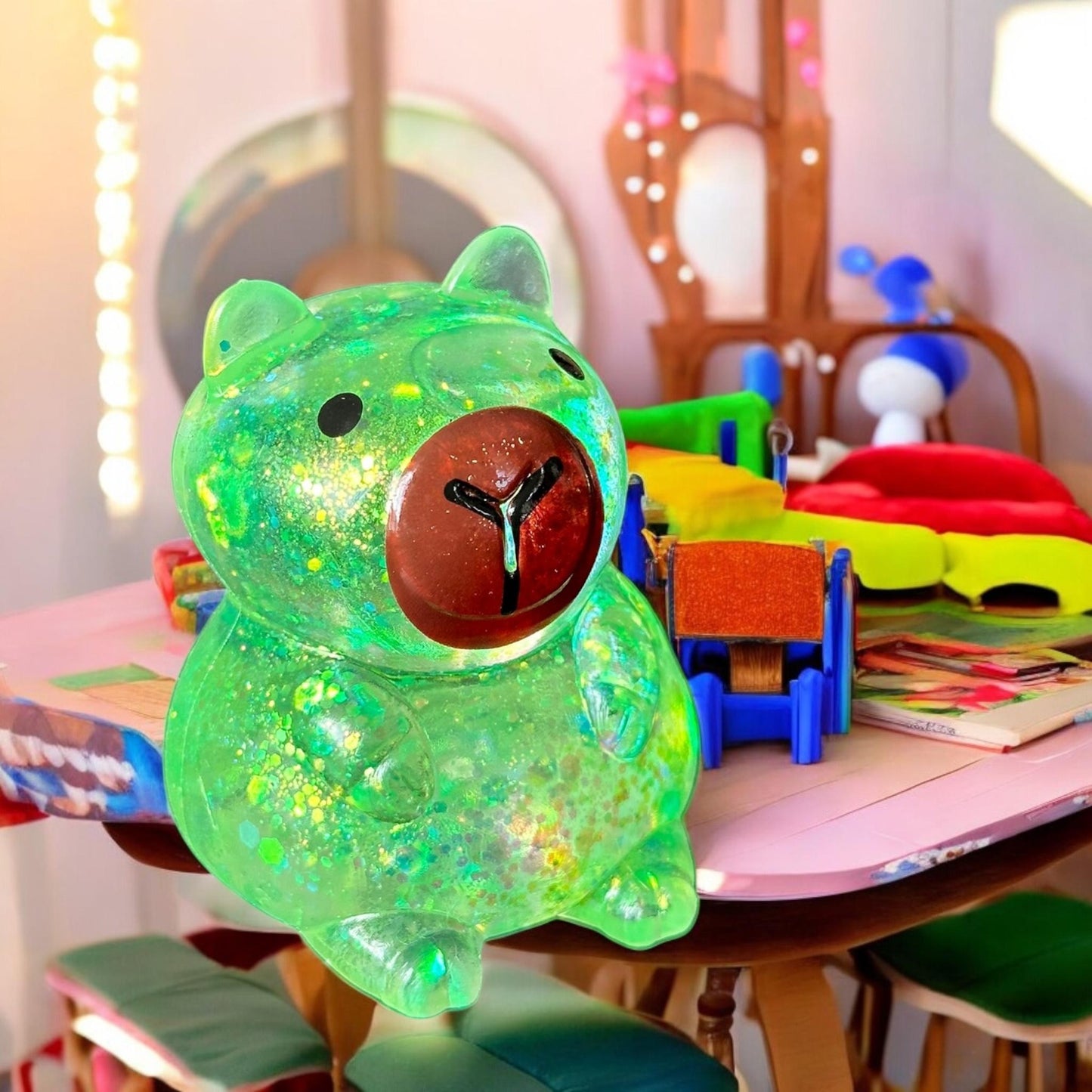 12 Squishies Capibaras Brillos $22.5 c/u