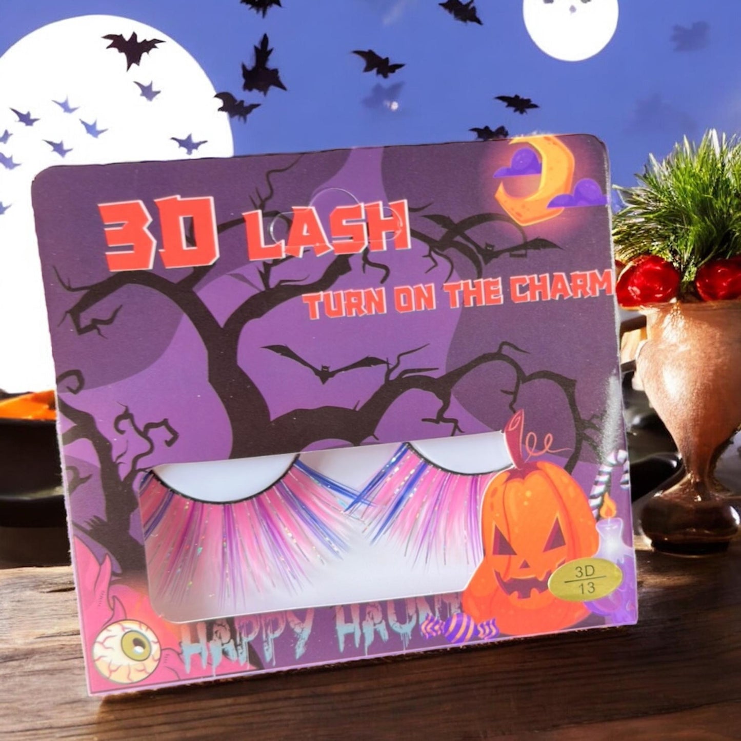 12 Pestañas Halloween Colores $9 c/u
