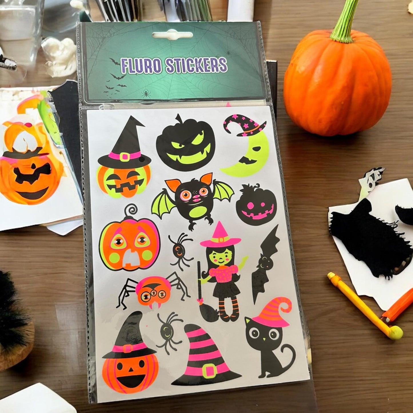 12 Stickers Halloween Fluorecentes $10 c/u