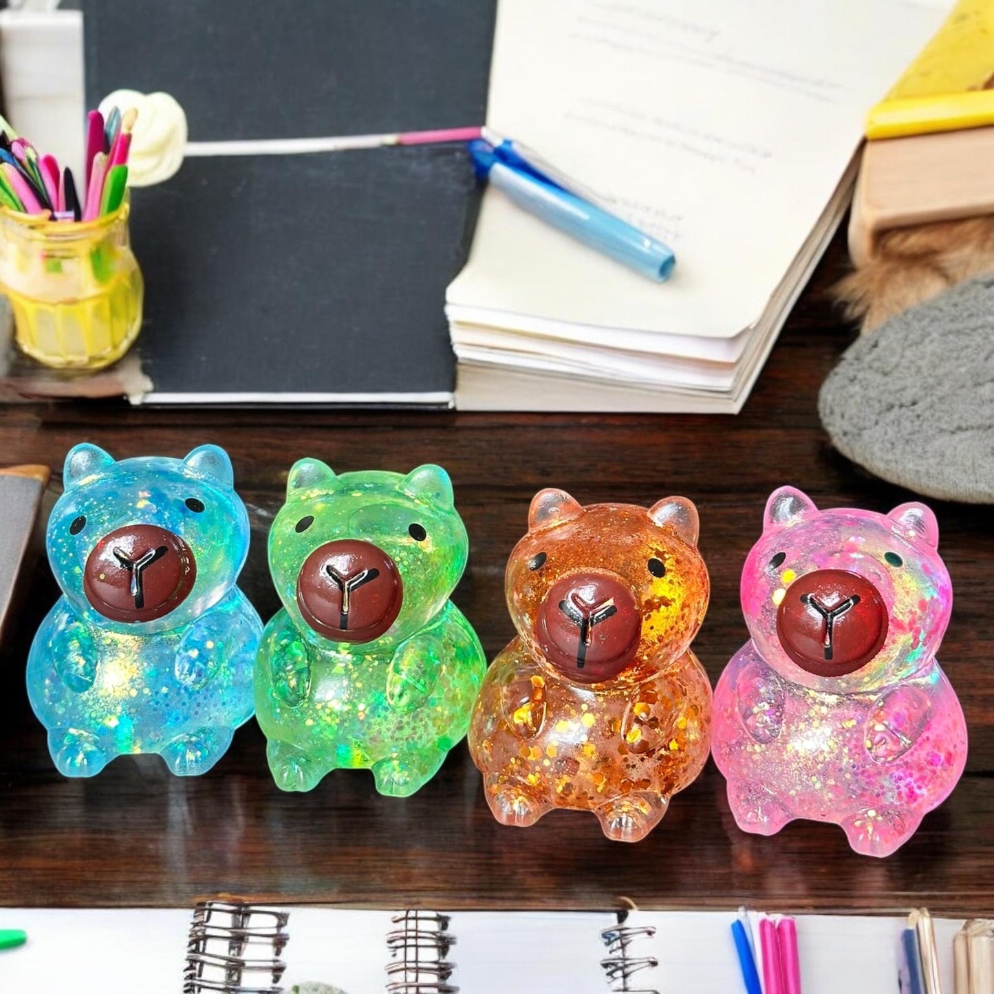 12 Squishies Capibaras Brillos $22.5 c/u