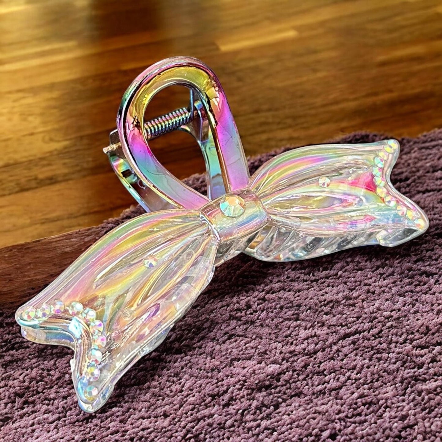 12 Pinzas Pedreria Moños Transparentes $17.5 c/u