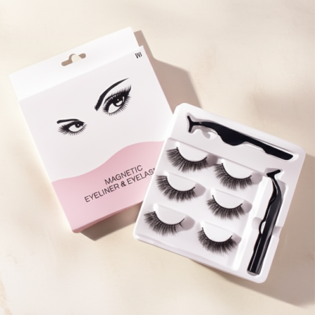 6 Paquetes 3 Par Pestañas con Imán y Delineador $54.87 c/u