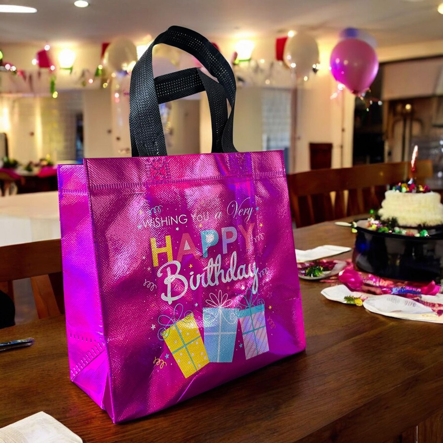 12 Bolsas "Happy BirthDay" Reutilizables $6.9 c/u