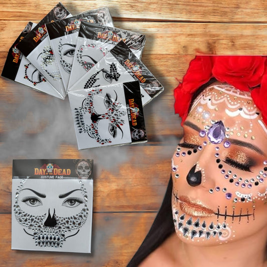 12 Stickers pedreria Perlas rostro Halloween $11 c/u