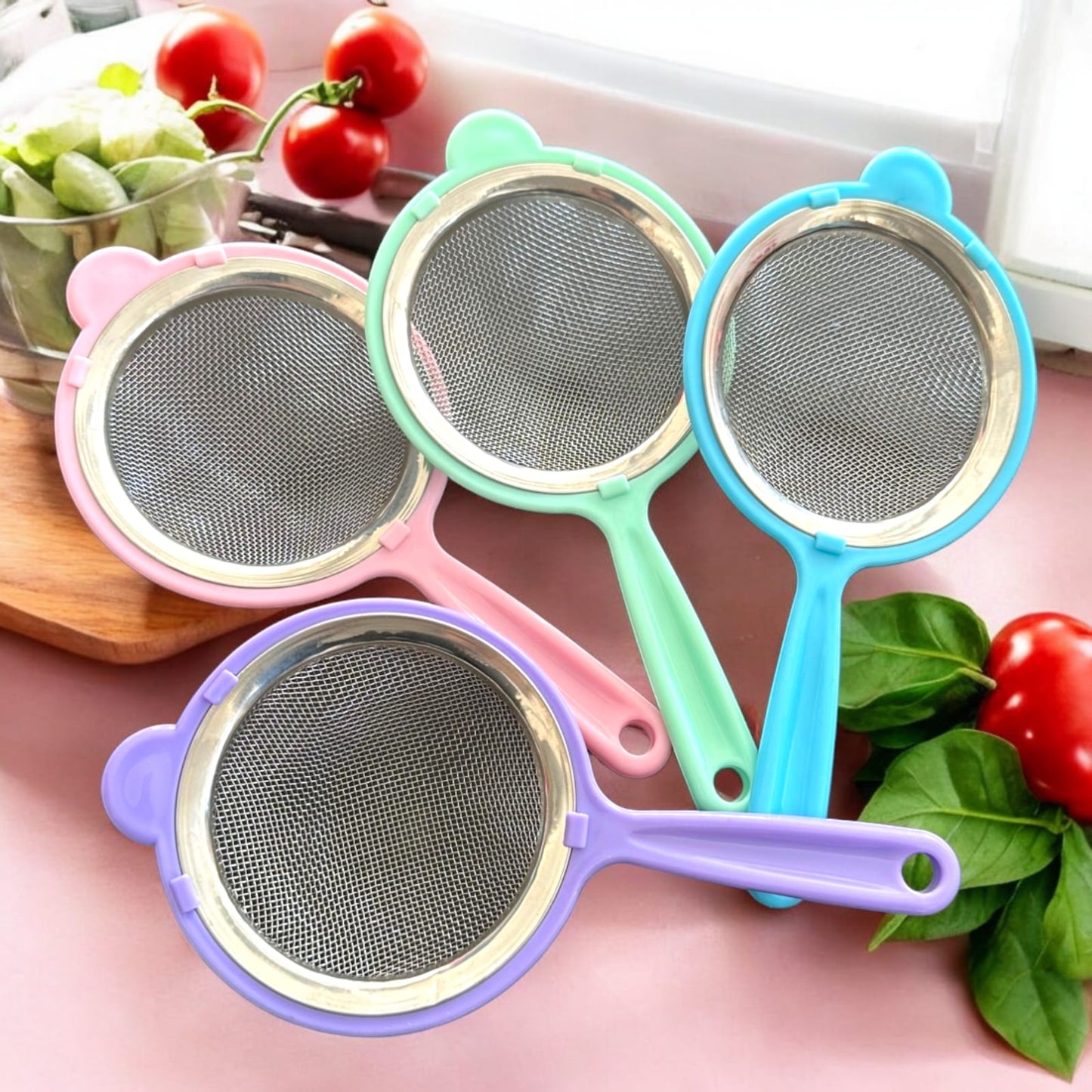 6 Coladores de metal con mago de colores $13.9 c/u