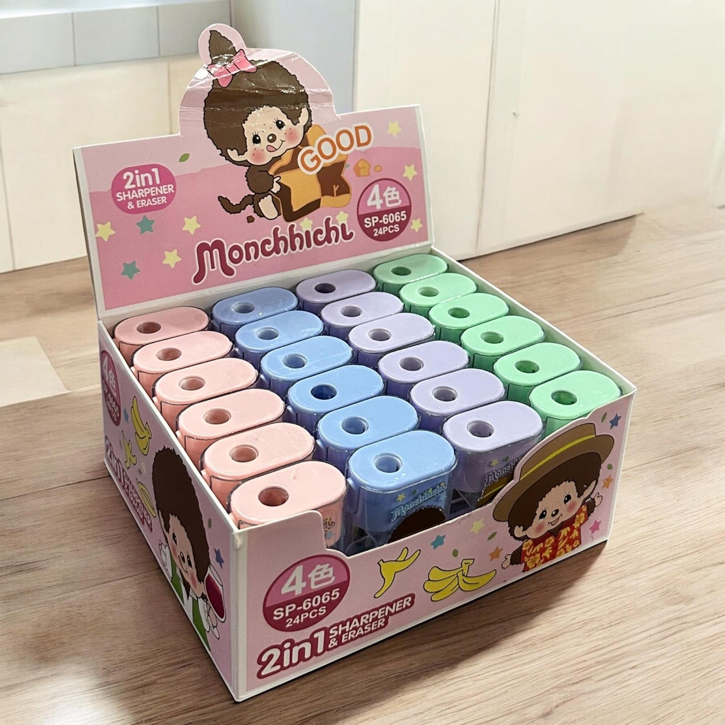 24 Sacapuntas con Borrador Muñequitas $6.75 c/u