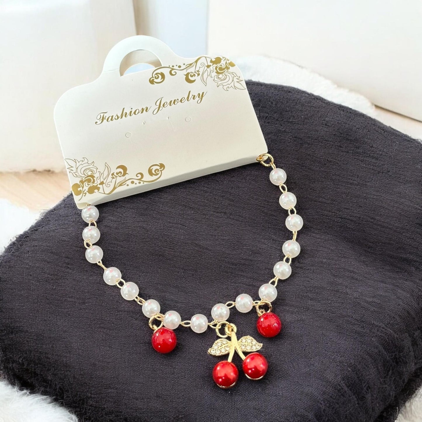 12 Pulseras Cherry con Dije, Perlas $12 c/u