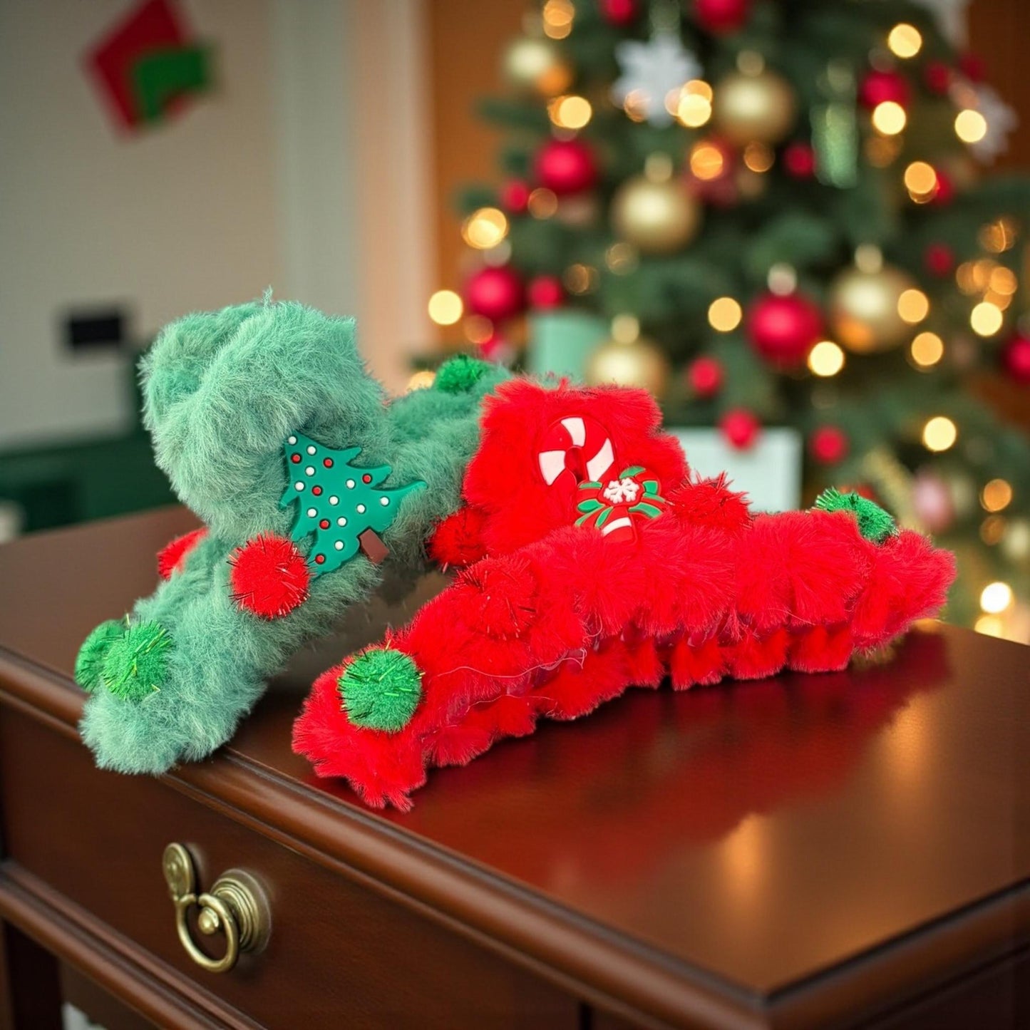 12 Pinzas navideñas Decoradas mini pompom $12.75 c/u