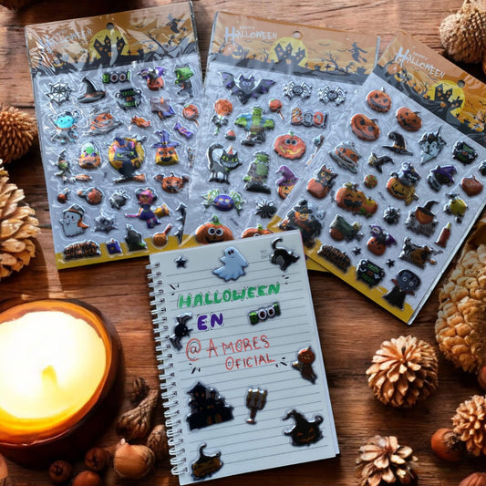 12 Sticker Estampillas Halloween 3D $6.9 c/u