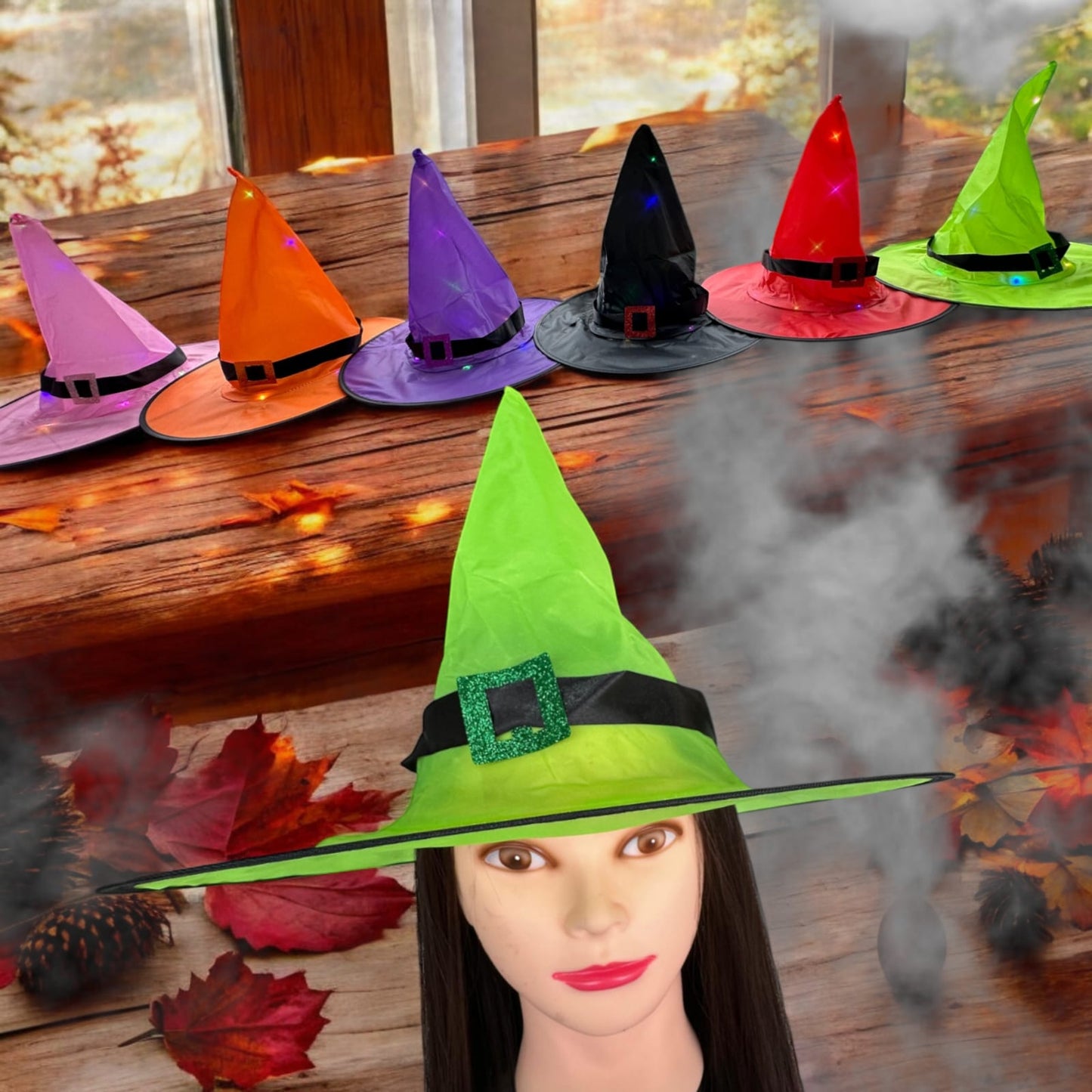 12 Sombreros Brujita con Luz Halloween $32 c/u