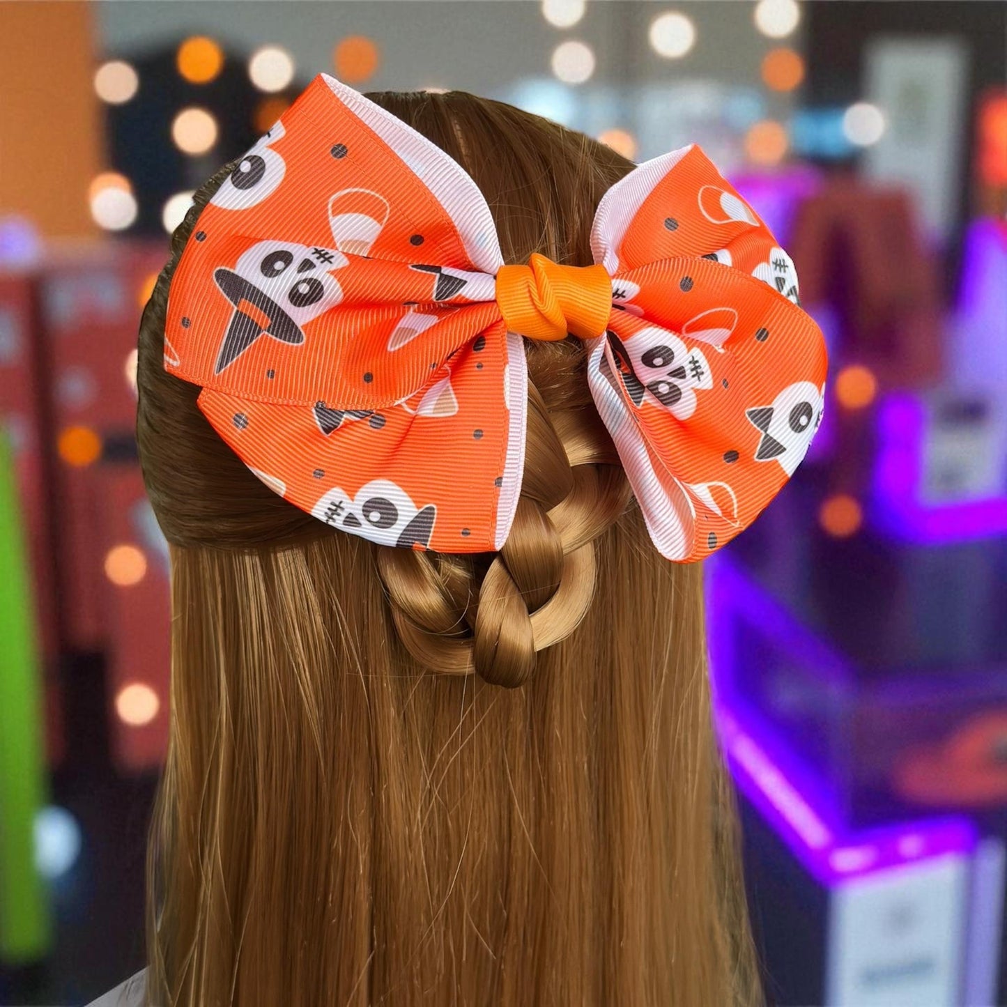 12 Moños Halloween Grandes Estampados $10 c/u