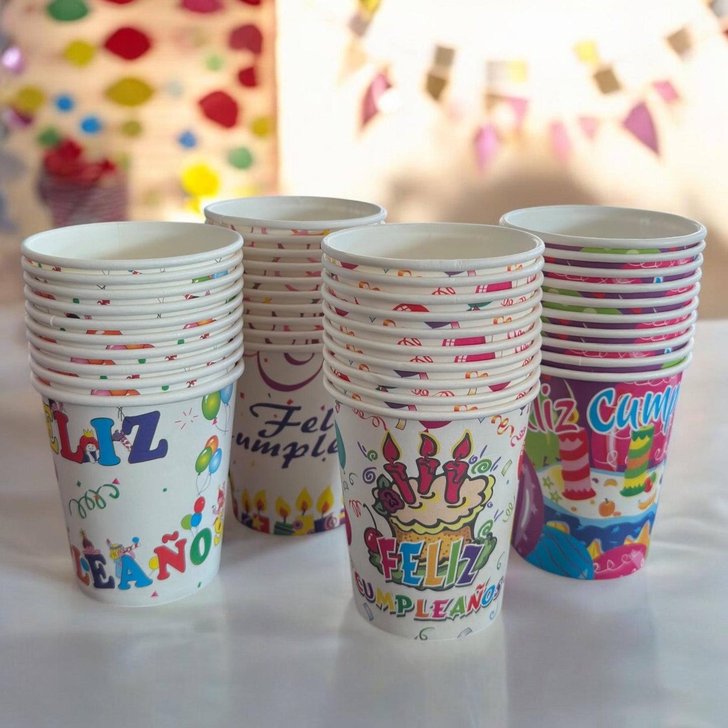10 Paquetes Vasos Para Fiestas "Feliz Cumpleaños" $9 c/u