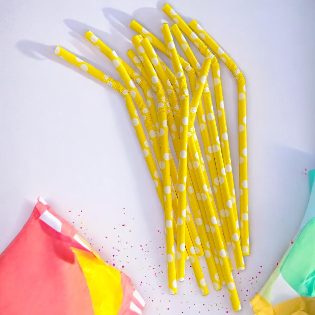 12 Paquetes de Popotes Flexibles Puntos y colores $7.6 c/u