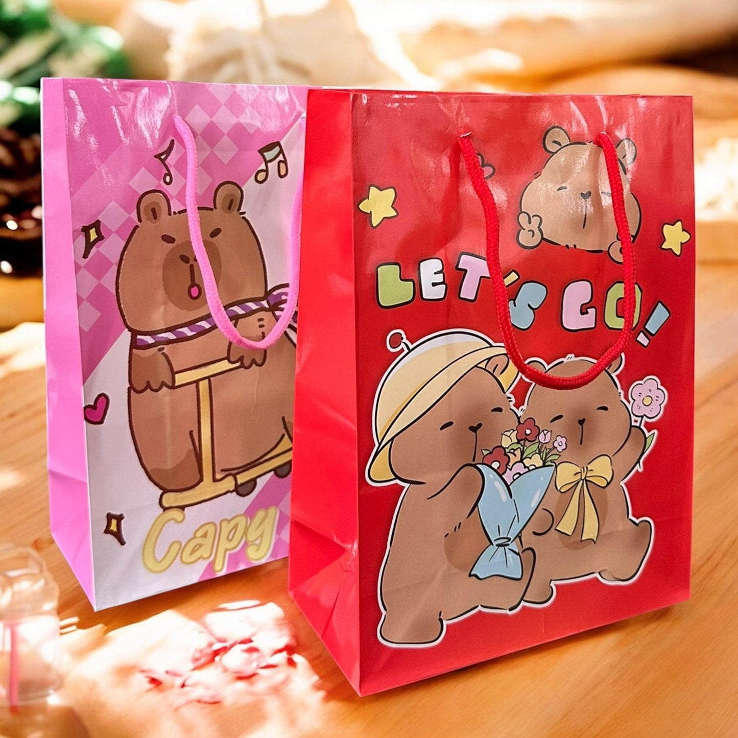 12 Bolsas De Regalo Capibaras Lindas $7.5 c/u