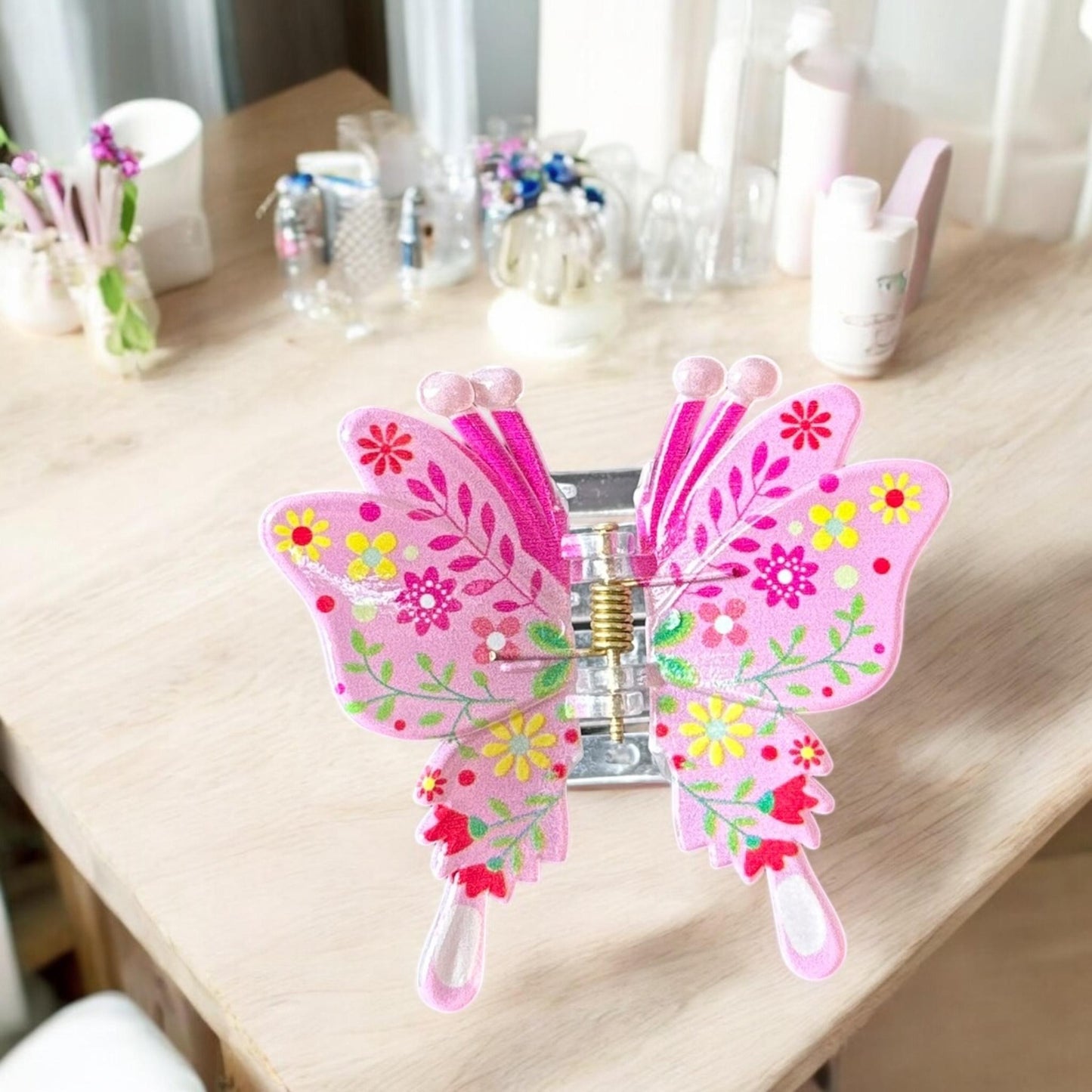 12 Pinzas Mariposas Decoradas Flores para Cabello $9.8 c/u