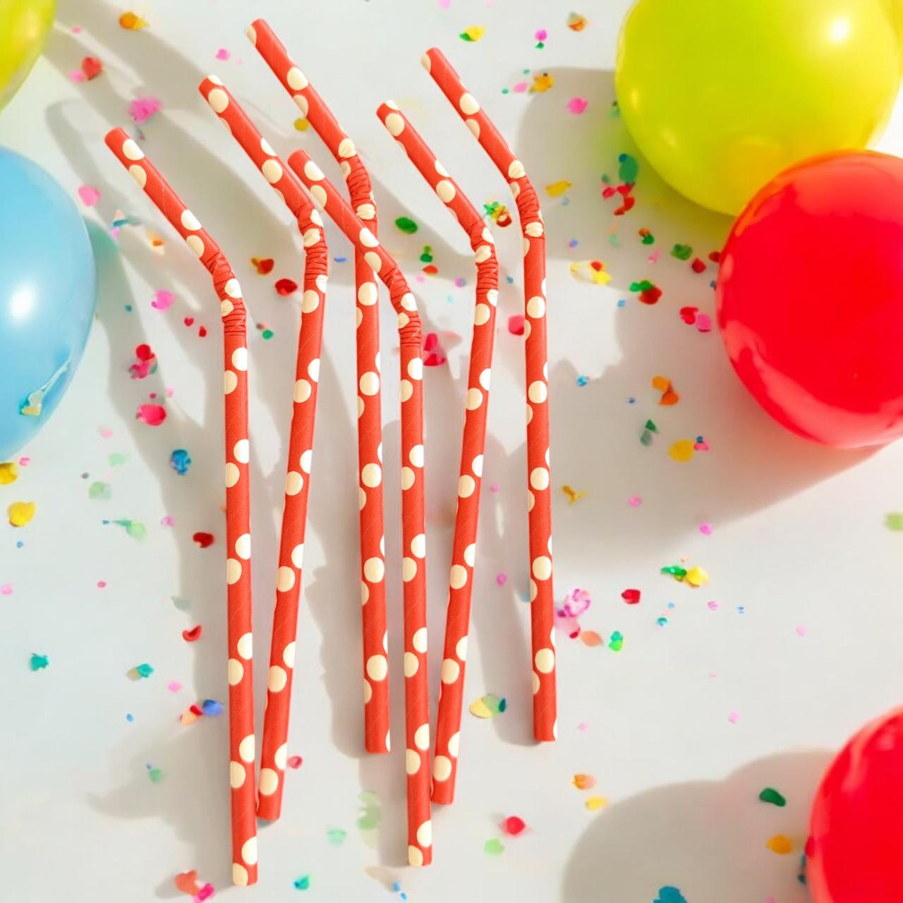 12 Paquetes de Popotes Flexibles Puntos y colores $7.6 c/u