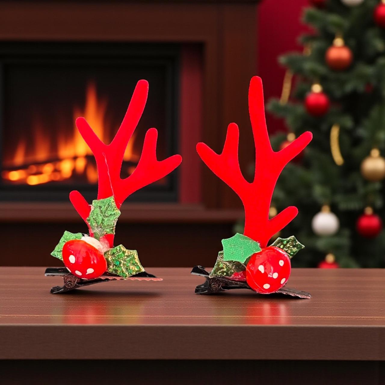 12 Pares de cuernitos de Reno con Pompom $8.9 c/u