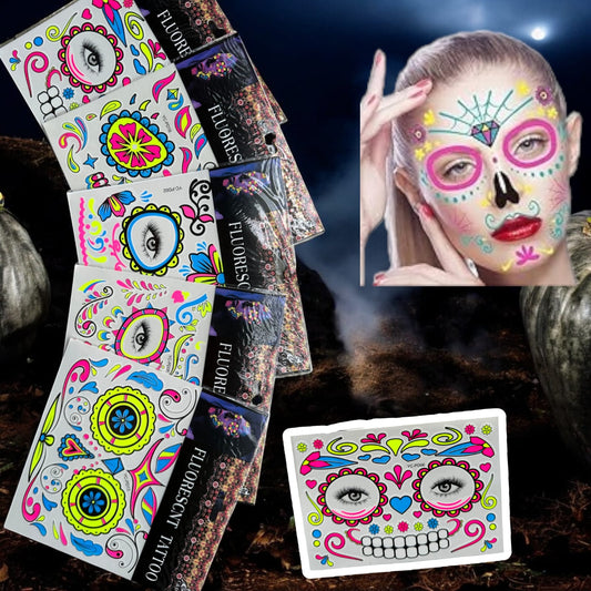 12 Stickers Catrina para rostro Halloween $5.7 c/u