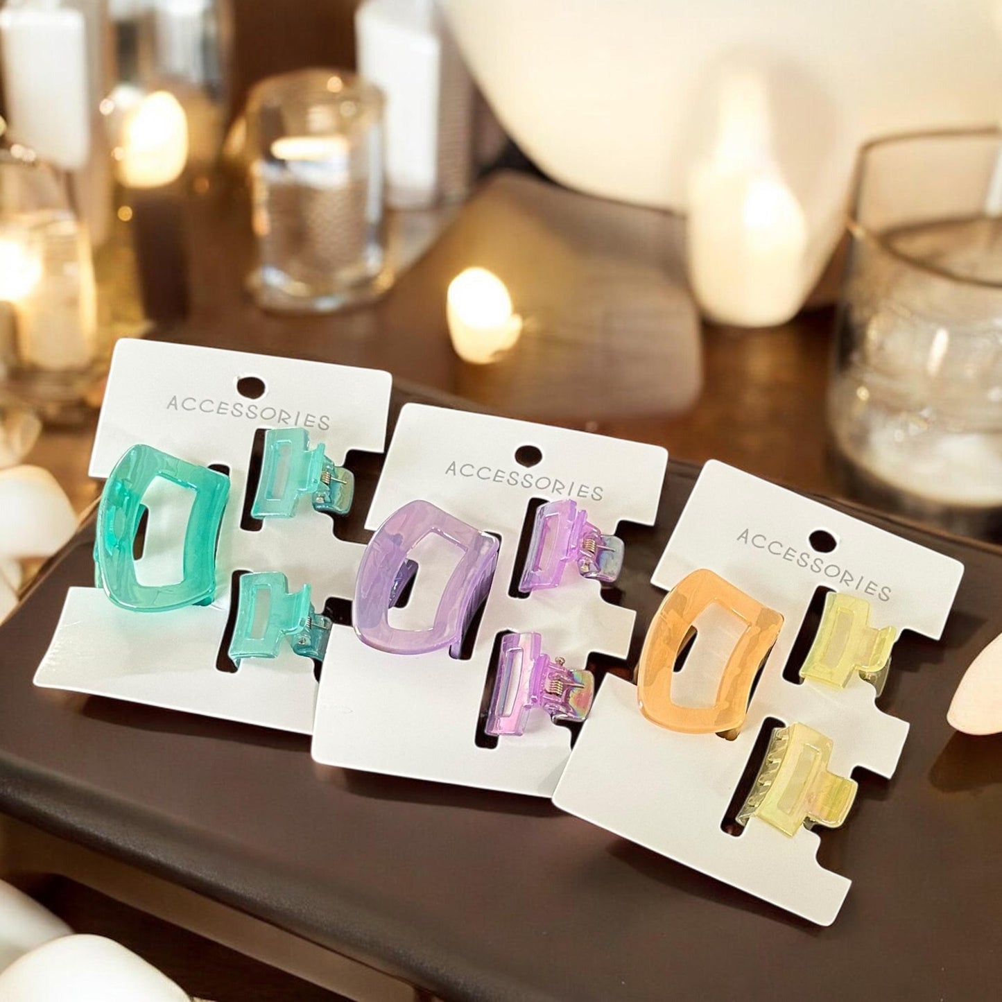 12 Sets Mini Pinzas para Cabello Brillantes $11 c/u