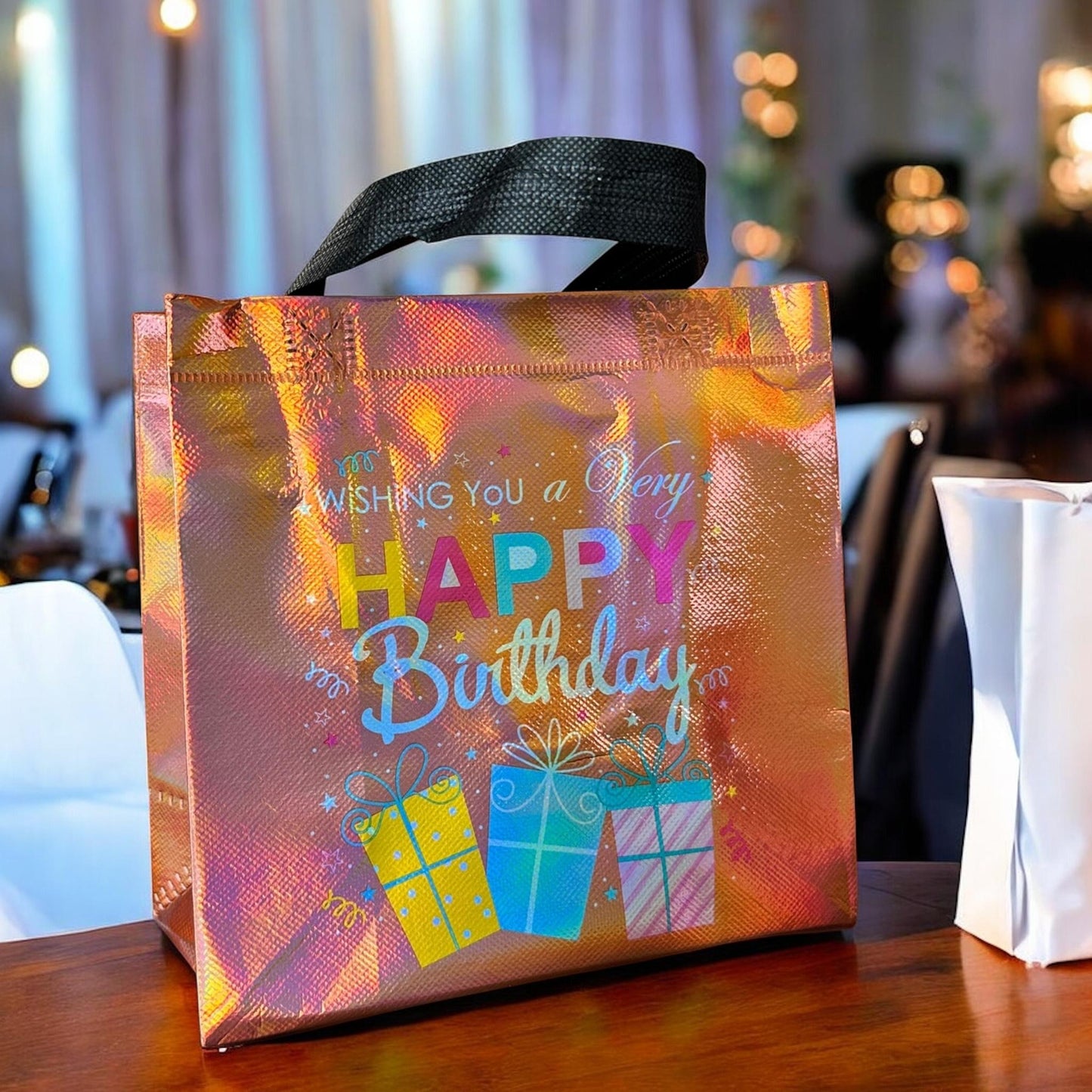 12 Bolsas "Happy BirthDay" Reutilizables $6.9 c/u