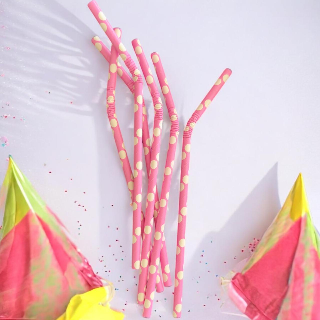 12 Paquetes de Popotes Flexibles Puntos y colores $7.6 c/u