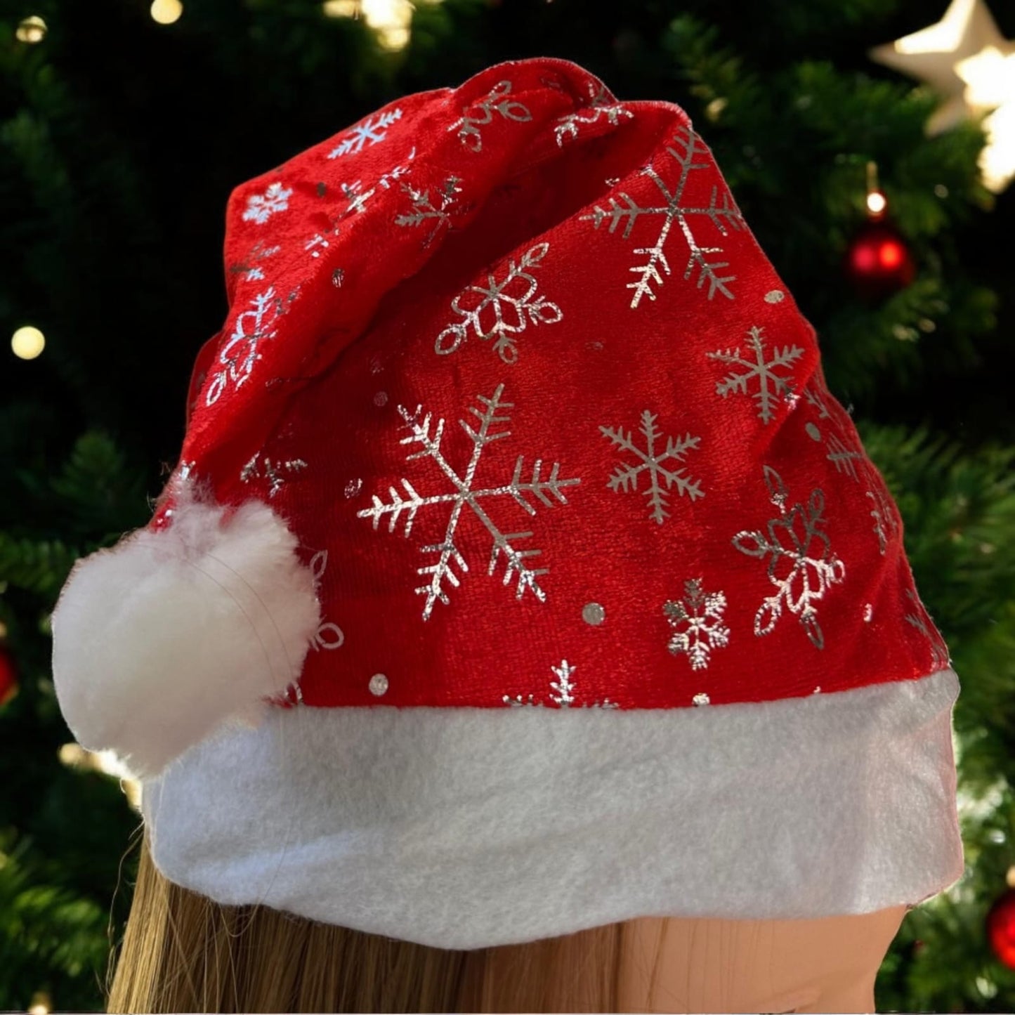12 Gorros Navideño Decorado con copos de Nieve $9.2 c/u