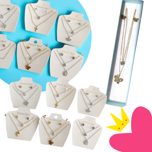 12 Sets Acero Inoxidable Aretes y Collares $26.52 c/u