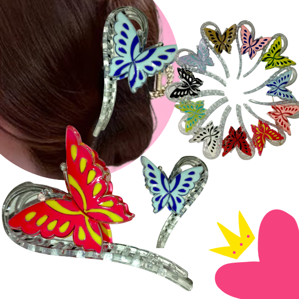 12 Pinzas mariposa colores (11cm) $11.56 c/u