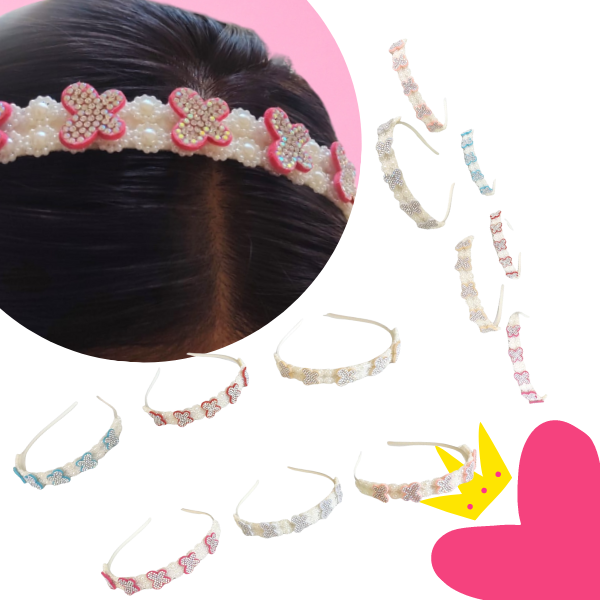 12 Diademas Mariposas Y Brillos $9.10 c/u