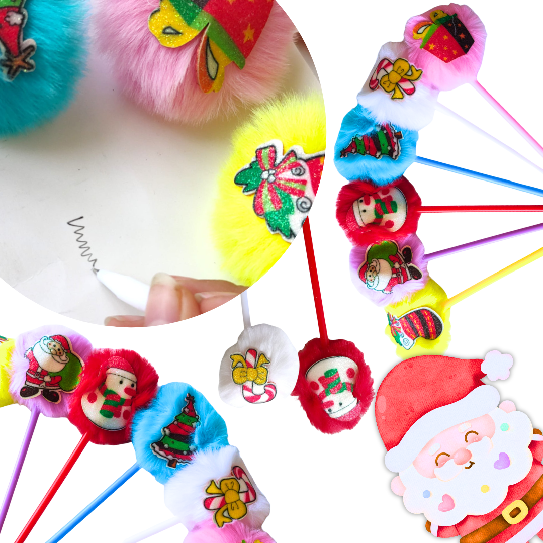 12 Plumas Pom Pom alegria Navideña $5.5 c/u