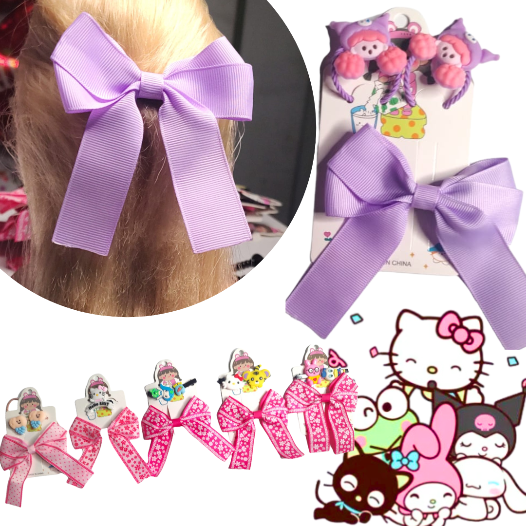 12 Sets Moños Y Pincitas Sanrio $8.20 c/u