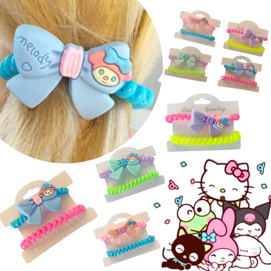 12 Sets de ligas espiral con moños MyMelody $5.44 c/u