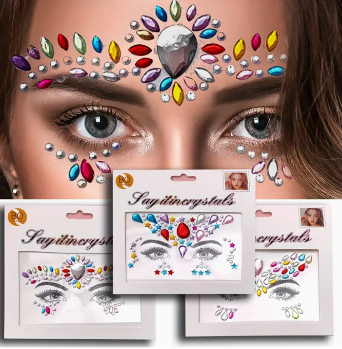 12 Stickers Pedreria para ojos $10.8 c/u