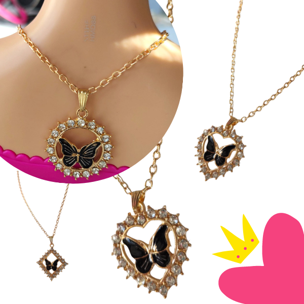 12 Collares con dije mariposa $7.7 c/u