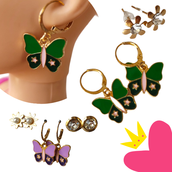 12 Sets de aretes diseños $6.80 C/U