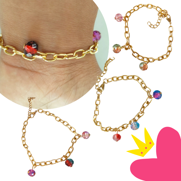 12 Pulseras Dorada Con Dije Hermosos $5.85 c/u