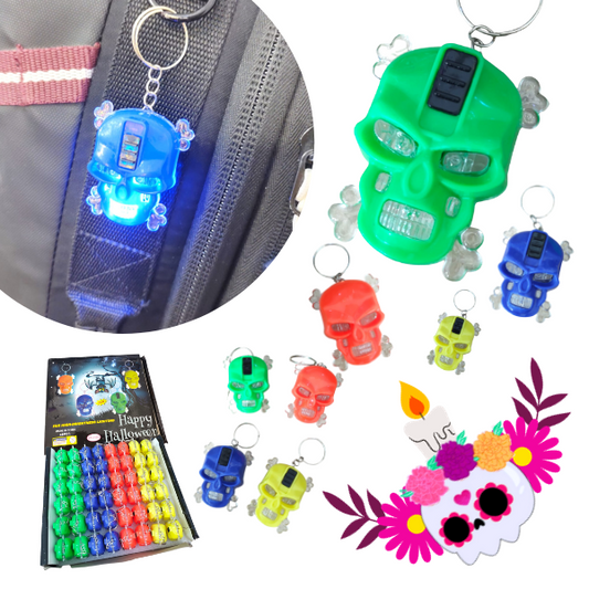 48 Llaveros calavera Halloween con Luz $3.37 c/u