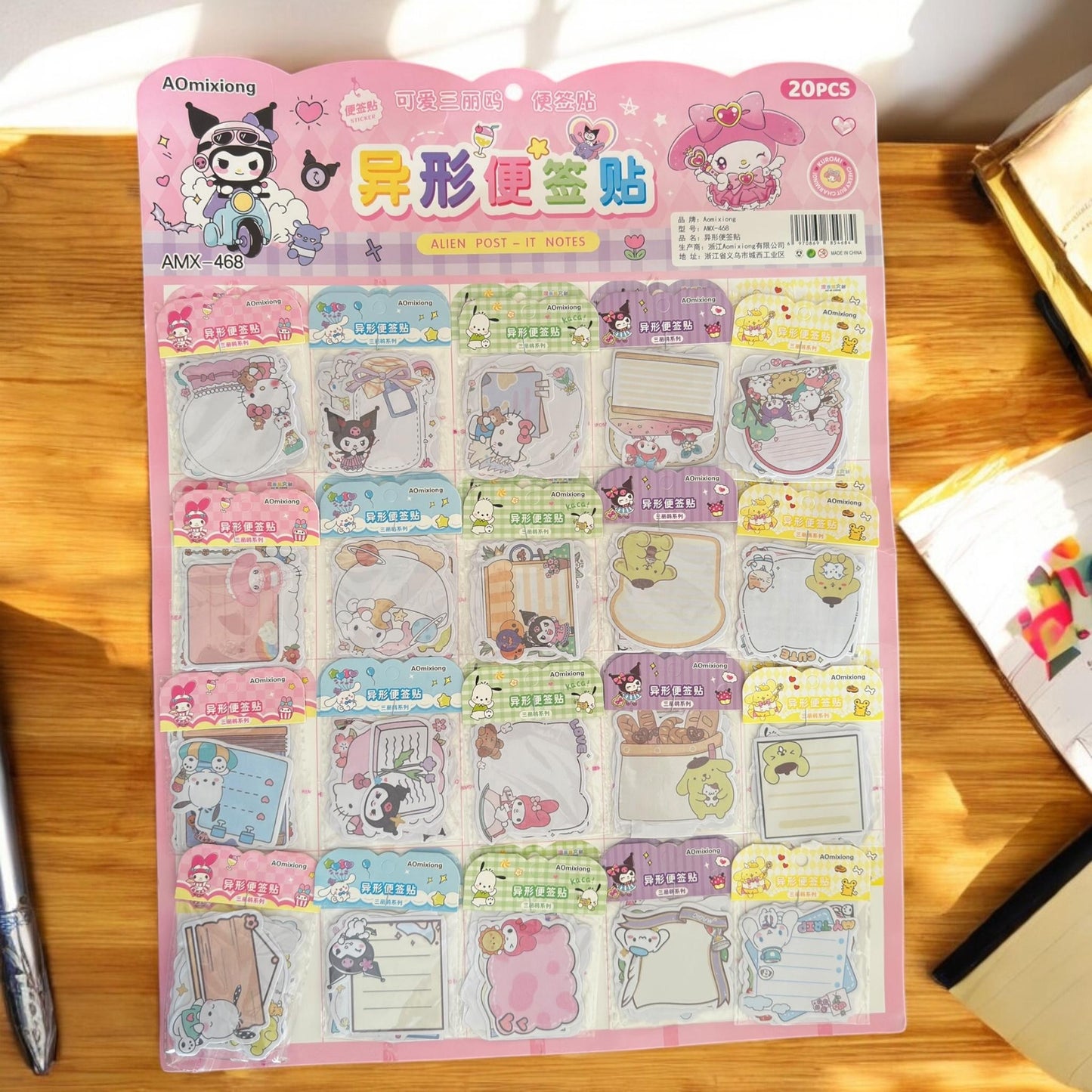 20 Notas adhesivas Sanrio $11.3 c/u